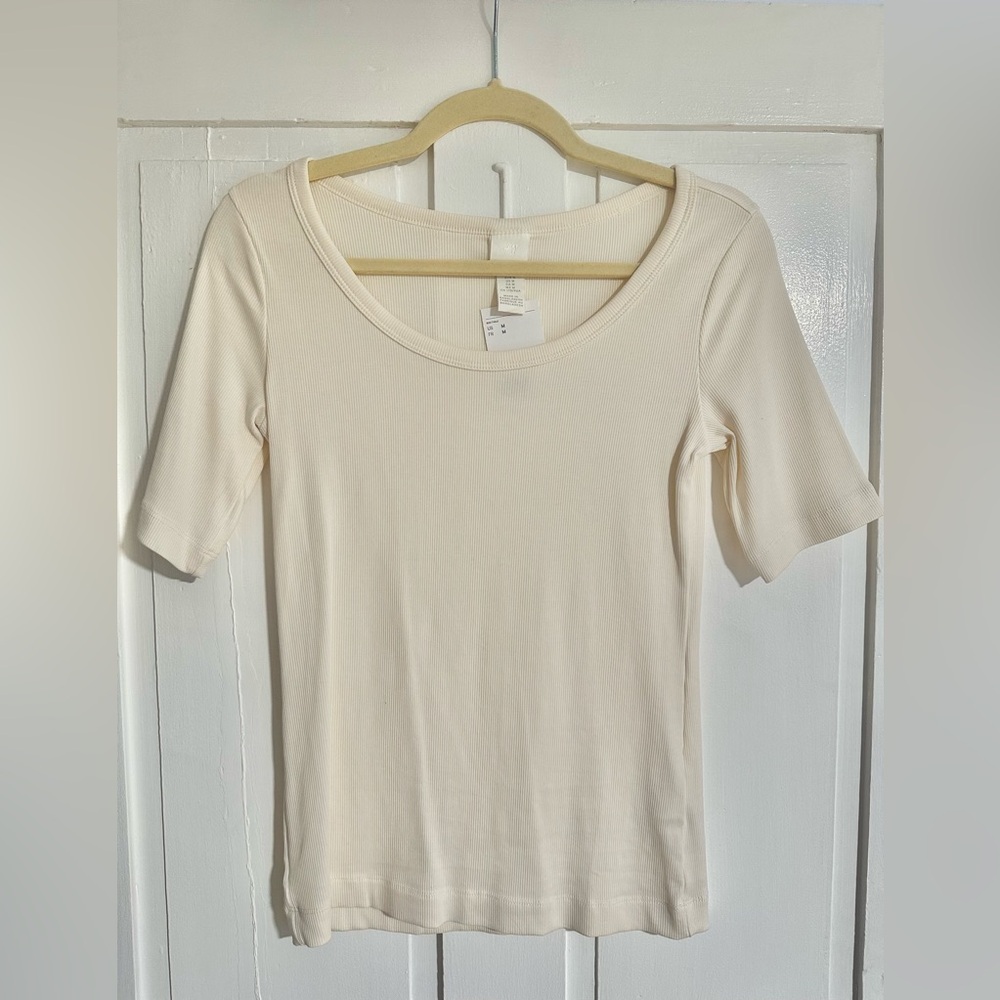 NWT H&M Cream Ribbed Top